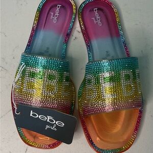 NWT BEBE Girls 🌈 Rainbow 🌈Slip On/ Flip Flops / Sandals Pick your size 4 or 5